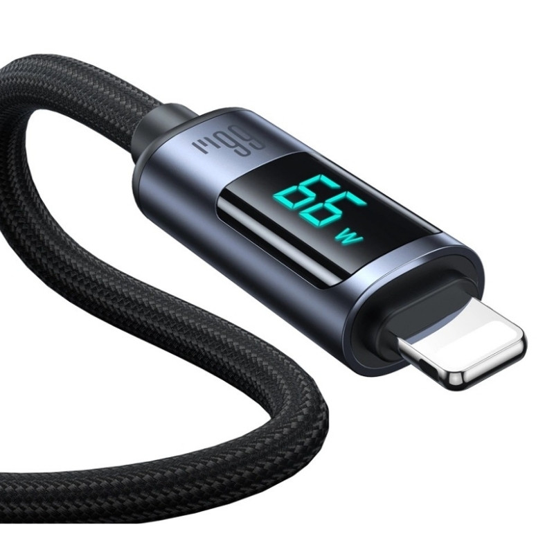 Joyroom Cable Prism Series 66 W USB‑A a USB‑C 1,2 m con pantalla LED (Negro) Cable